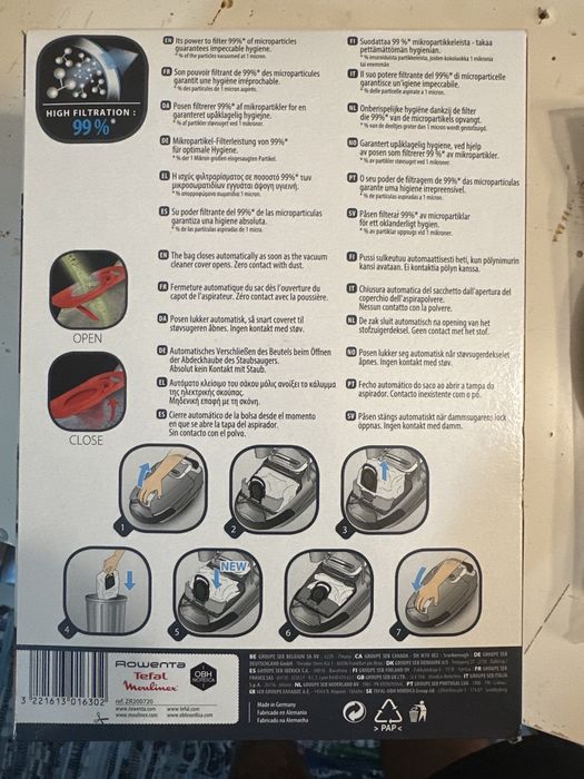 Sacos aspirador Rowenta Tefal Moulinex hygiene+