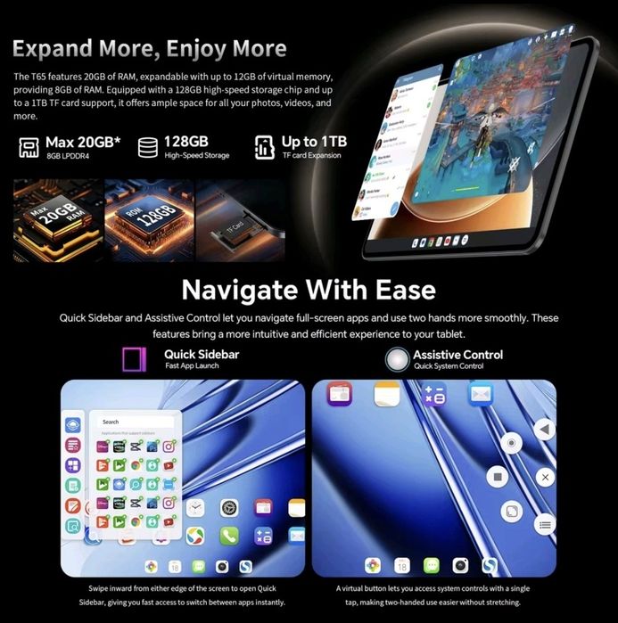 Tablet Teclast T65 - 13,4 cala 120Hz - 8GB RAM + 128GB SIM 4G LTE - NOWY najtaniej WWA!
