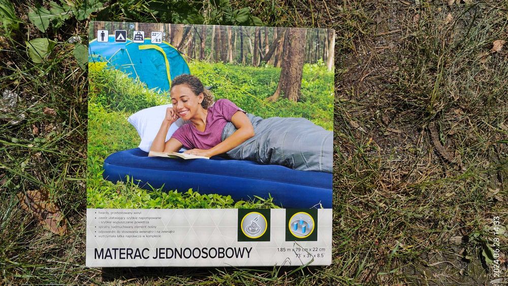 Materac jednoosobowy dmuchany 185x79x22 cm niebieski , fabr.zap.