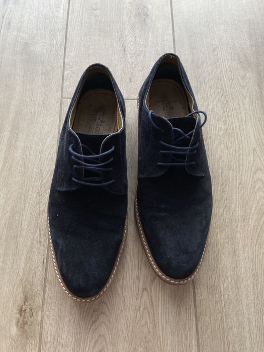 Granatowe meskie buty eleganckie garnitutowe skórzane 44