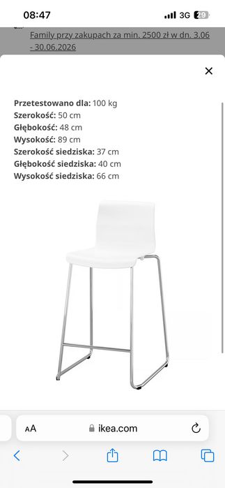 Krzesła barowe, hoker ikea  GLENN