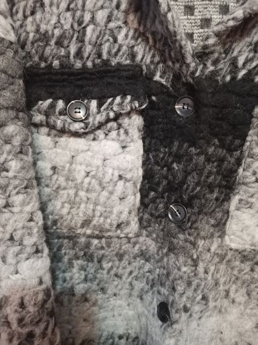 Piękny płaszcz narzutka katana kurtka szara czarna uni m l