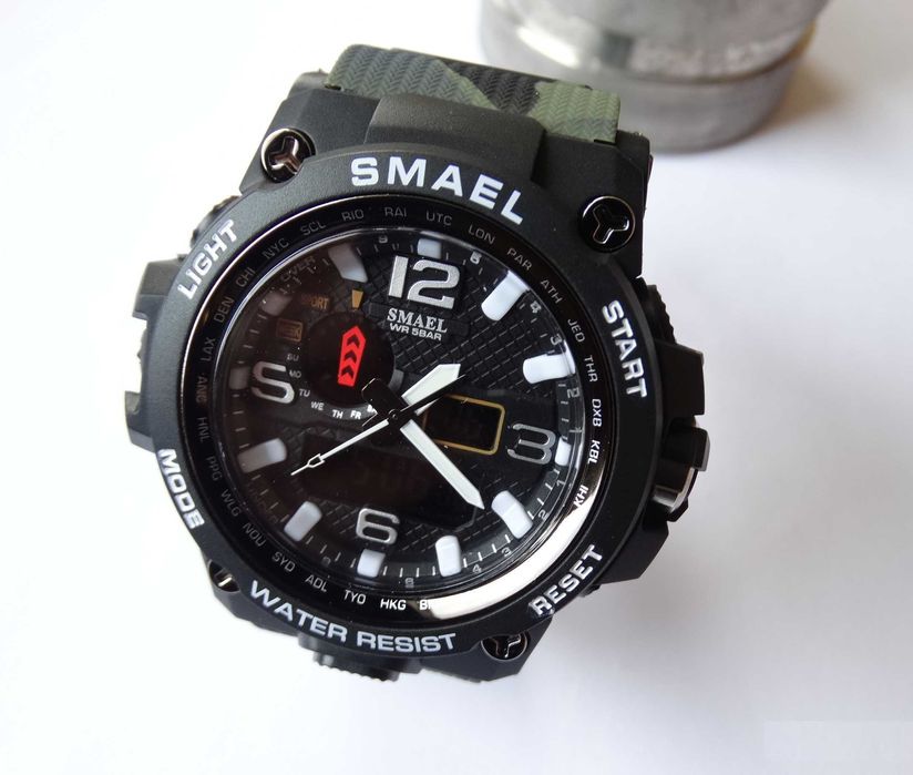 Zegarek Smael wojskowy camouflage kamuflaż cyfrowy elektroniczny WR50