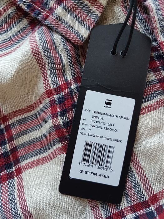 S 36 G-star Raw tacoma Long check shirt koszula damska w kratę boyfrie