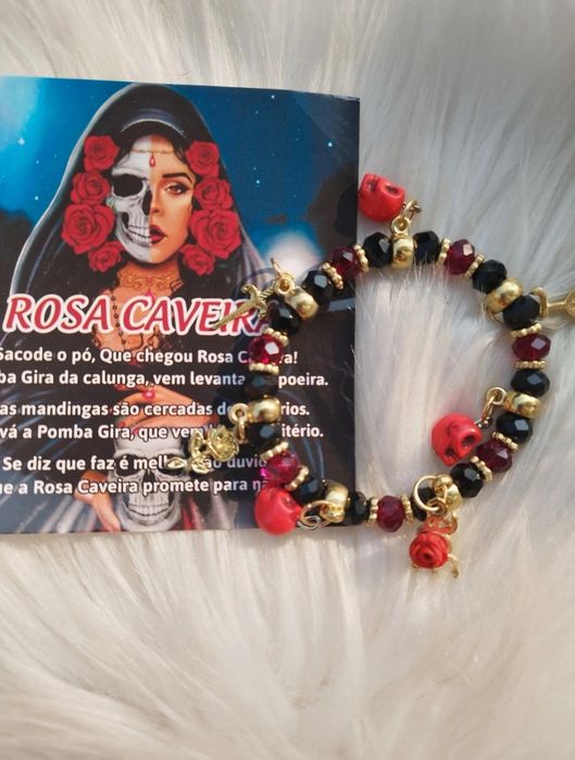 Pulseira Pomba gira Rosa Caveira
