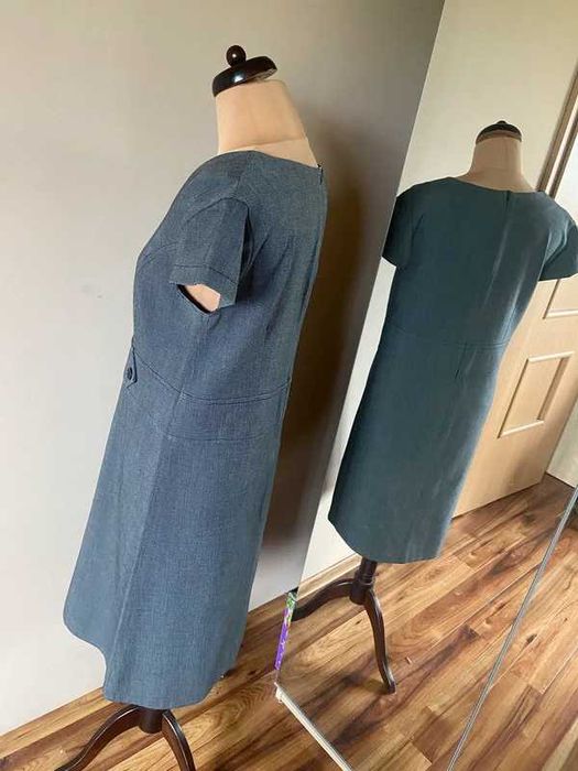 Biurowa sukienka elegancka basic szary braz 44 46 xxl +size