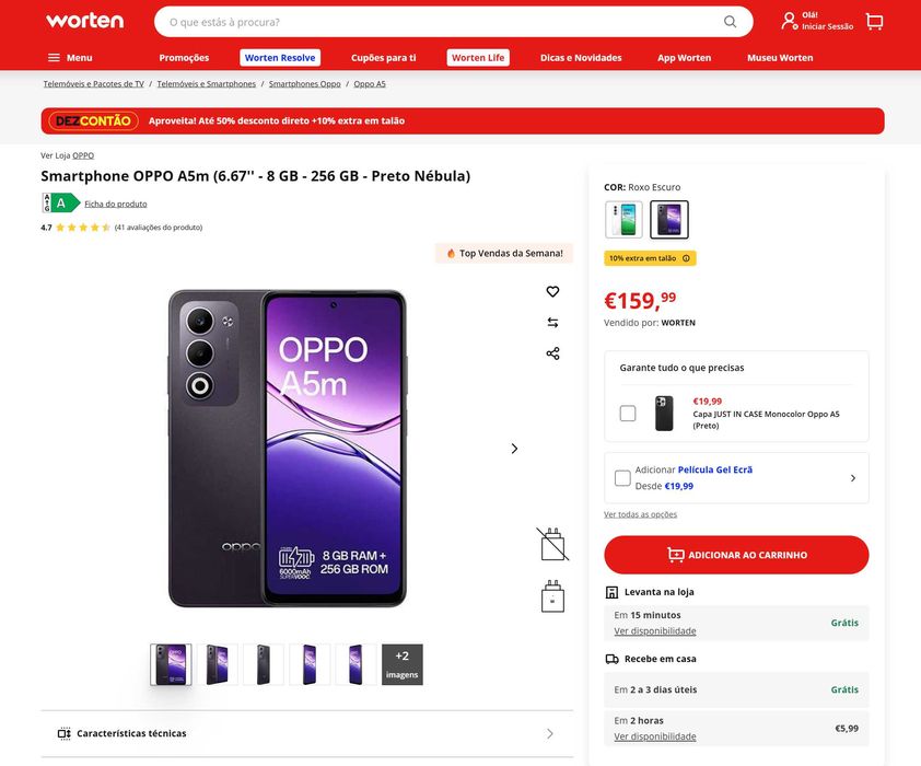 oppo A5M - 8GB/256GB como novo