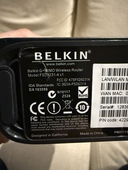 BELKIN F5D9231-4v1 G+ MIMO Wireless 4-Port Router