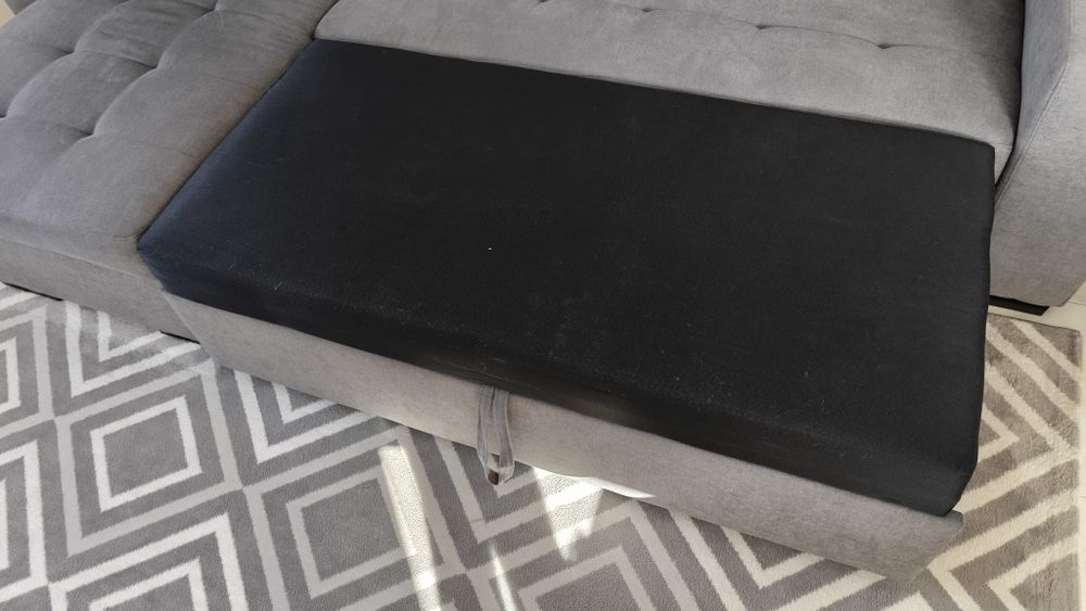 Chaise longue reversível de tecido com cama HARRY cor cinza