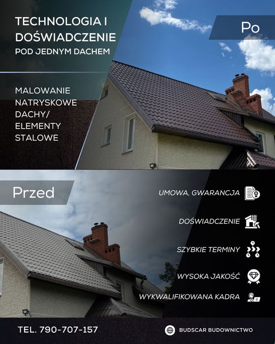 Malowanie natryskowe dachy/ obiekty stalowe/ pomorskie