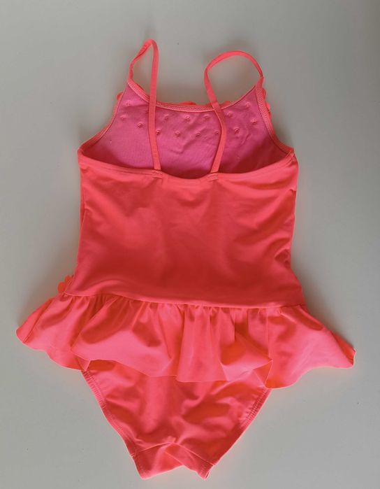 Розовый с коралловым оттенком смежный купальник на девочку 5-6 лет