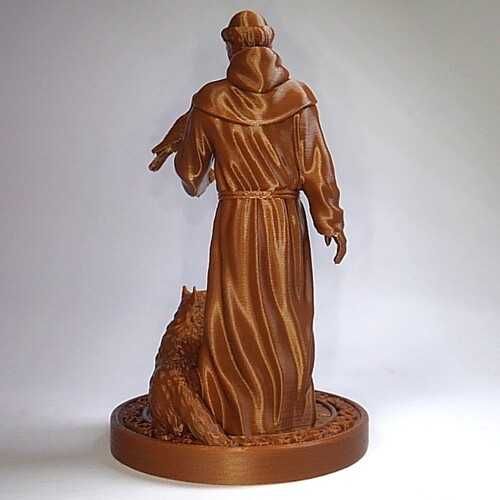 Franciszek z Asyżu figurka w kolorze brązowym (PLA) - DRUK3D