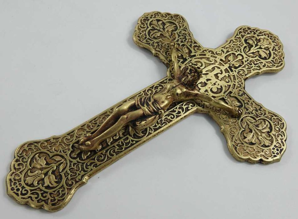 Krzyż krucyfiks mosiądz pasyjka JEZUS BAROK 24,3 cm