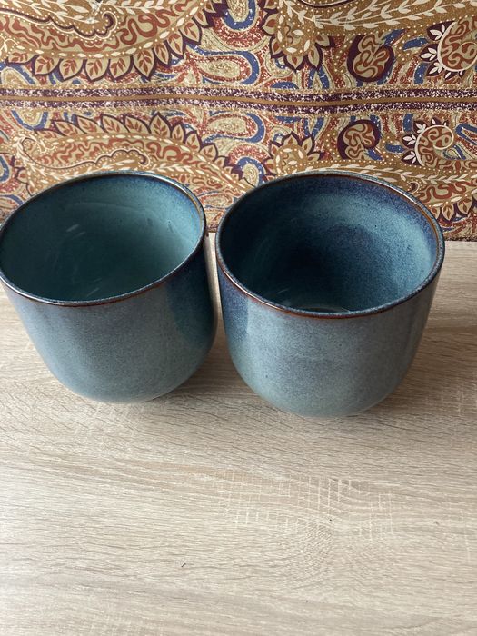 Donice/osłonki ceramiczne turkusowo/zielone wys.18 cm