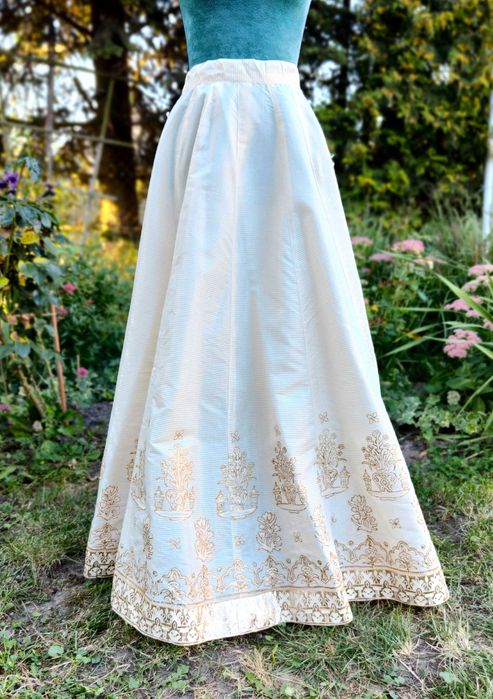 Indyjski komplet XXL 44 beżowy złoty malowany tunika kameez kurta