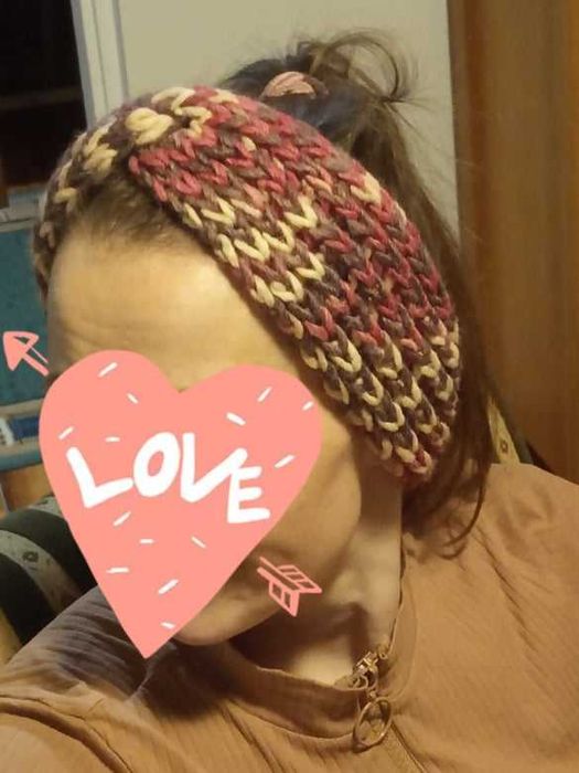 Opaska wełniana dziergana ręczna robota hand made