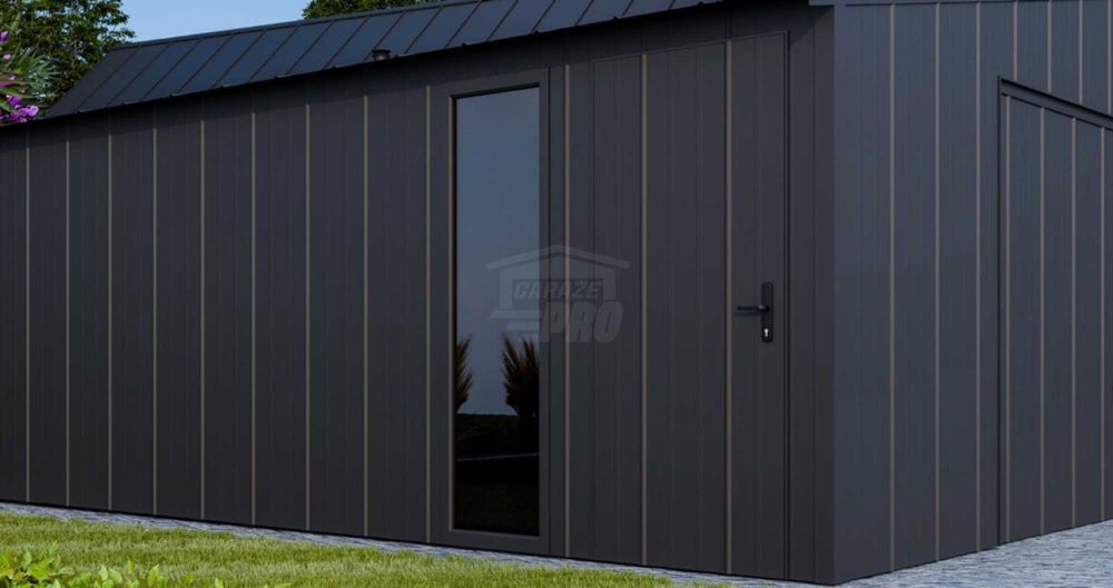 Garaż blaszany 7x6m brama okno drzwi blacha na rąbek dach GP647