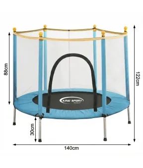Батут дитячий 140см King Sport із захисною сіткою, 6 опорних ніжок Blue