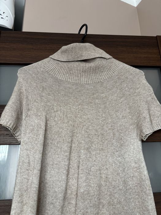 Beżowa sukienka prosta rozmiar L 25% welny merino stan idealny