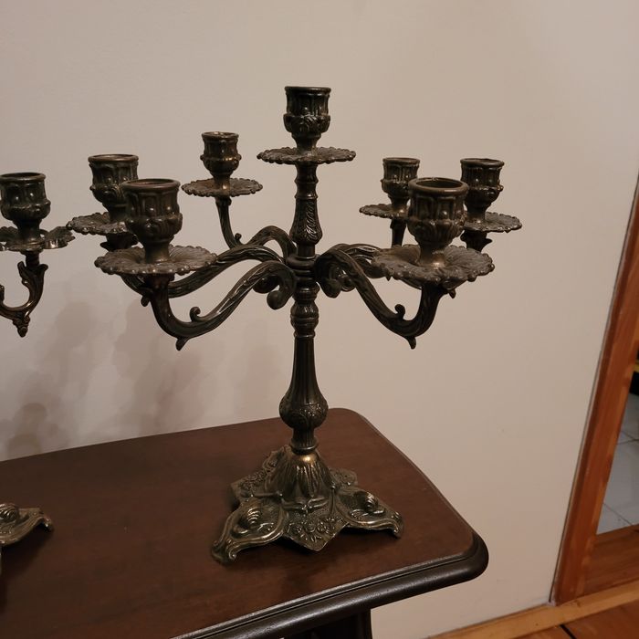 Świecznik mosiądz brąz pięcioramienny siednioramienny