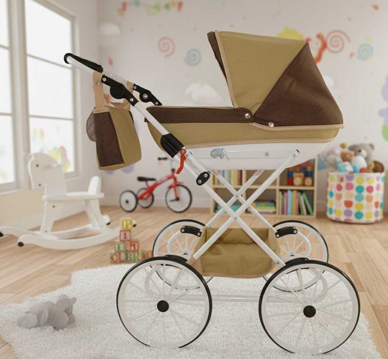 Wózek Lalkowy Do Zabawy Dla Dzieci Retro Składany Nowy Polski Produkt