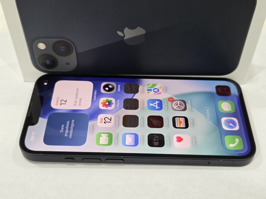 Zadbany Telefon Apple Iphone 13 128GB Czarny Bateria 100% DZIERŻONIÓW