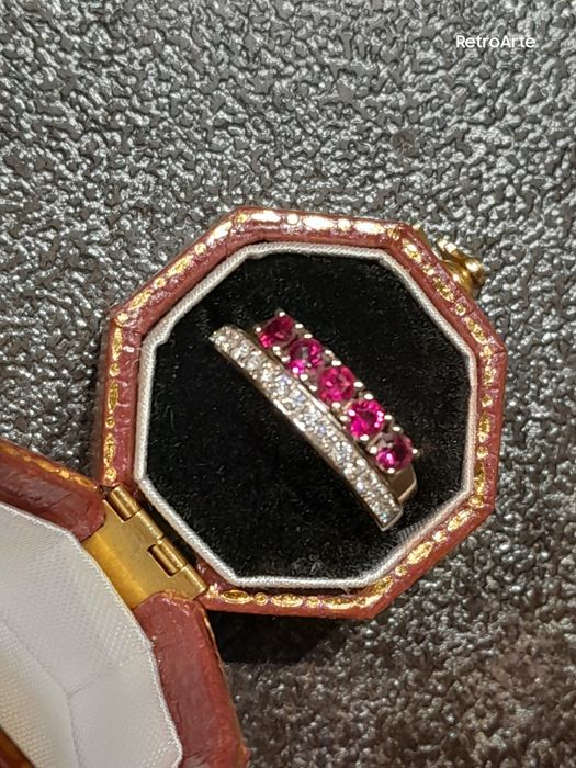 R.6 Antyk Pierścionek Obrączka Soliter Brylant stary szlif WYCENA