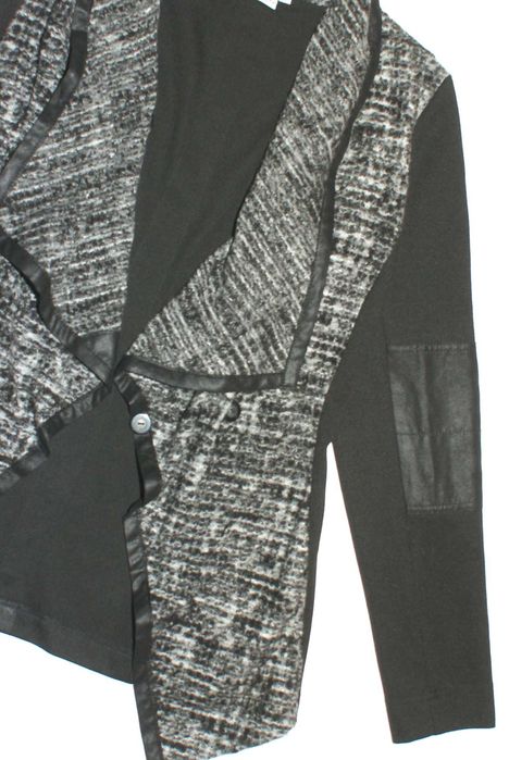 LIBERTY_Cudny ŻAKIET_czarny wełna eko skóra łaty SUPER modny_S/36