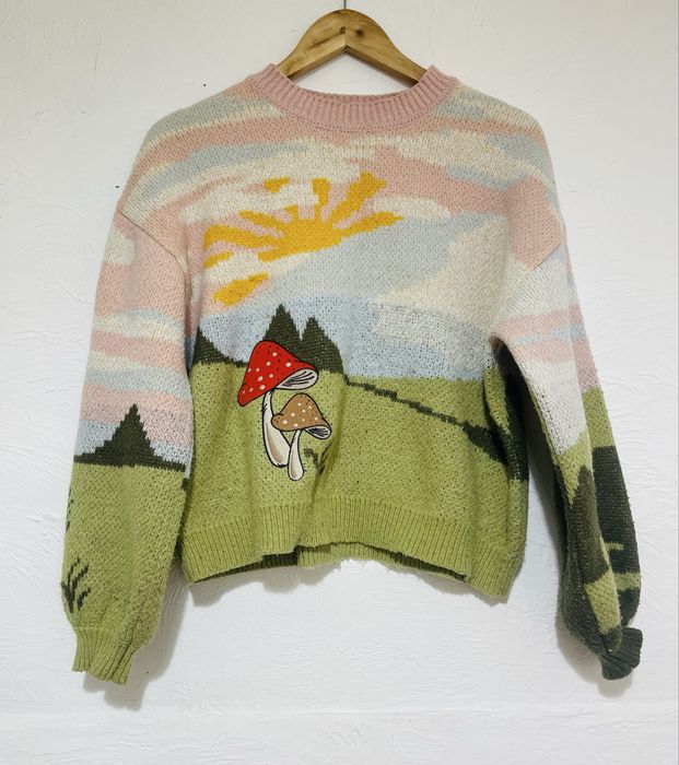 Джемпер светр вязаний з мухоморами