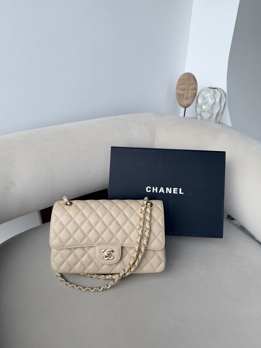 Сумка Chanel Classic Flap 25 см, беж / сумка Шанель 25 см ікра, бежева