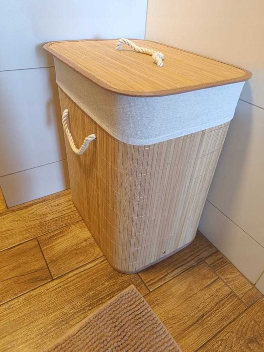 Stylowy Kosz na Pranie Bambusowy 60L Brązowy Loft Eko