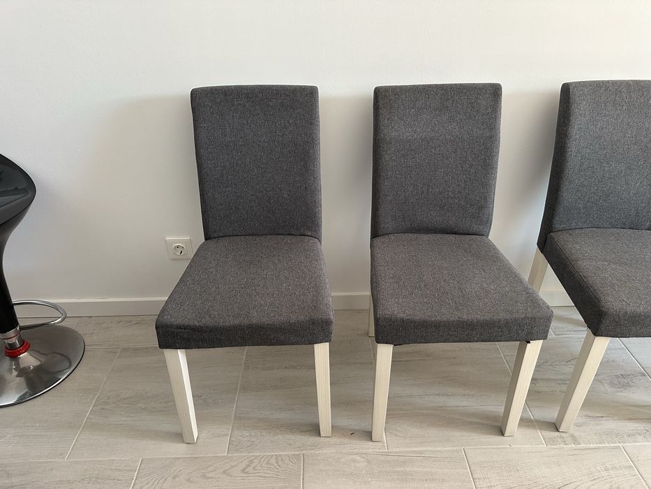 Conjunto de 4 Cadeiras de Sala / Jantar – Cinzento e Branco