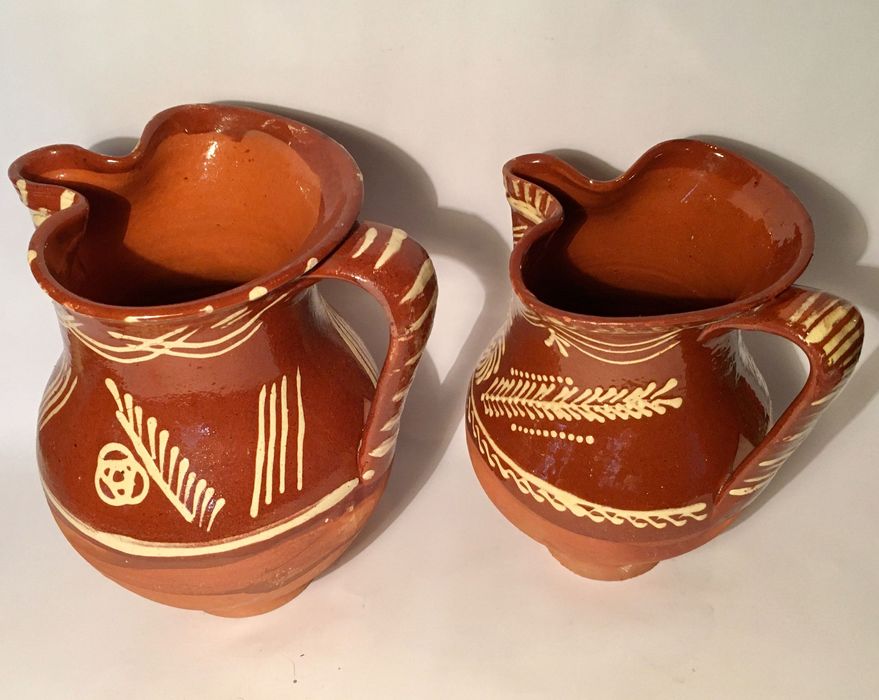 2 JARROS ANTIGOS - barro vidrado - 24,5 e 22 cm/s