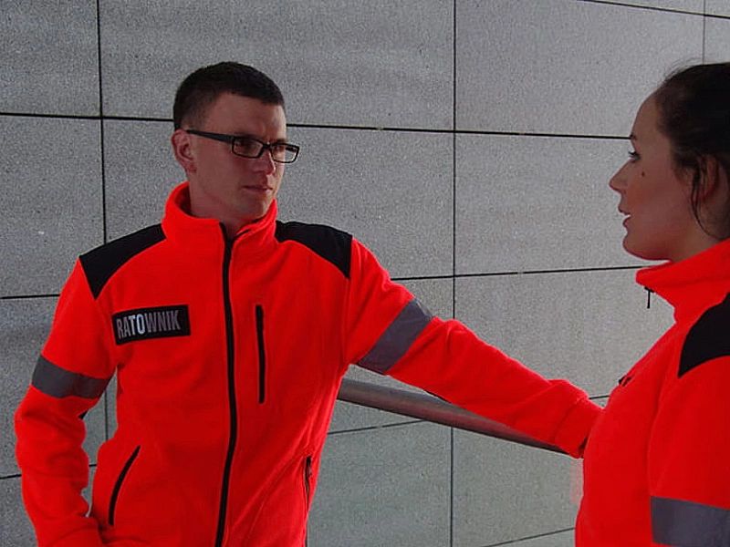 Polar ratowniczy FLUO z kompletem odblaskowych emblematów na rzep (XXL