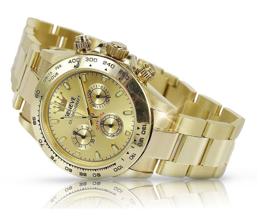 Złoty zegarek z bransoletą męski 14k Geneve mw014ydg&mbw017y Wrocław