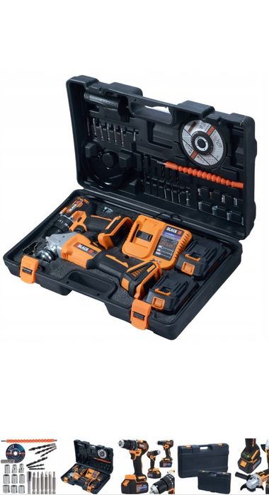 Zestaw BLACK szlifierka akumulatorowa  plus wkrętarka  2x aku  najwytr