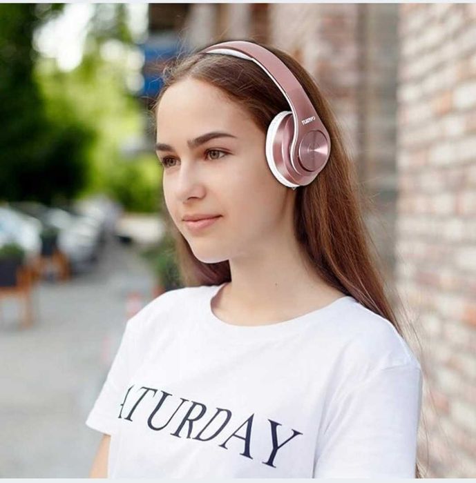 Słuchawki bezprzewodowe nauszne Tuinyo RÓŻOWE