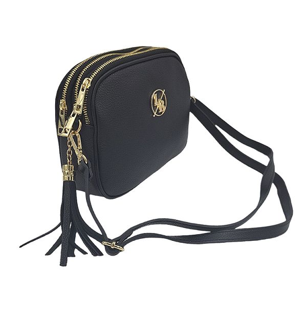 Torebka listonoszka trzy komory Laura Biaggi skóra czarna