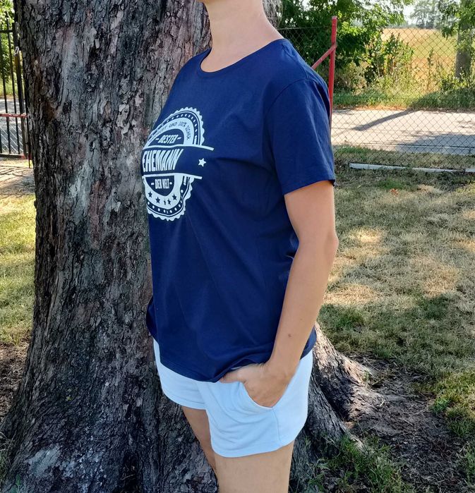 Bawełniany damski granatowy tshirt XL
