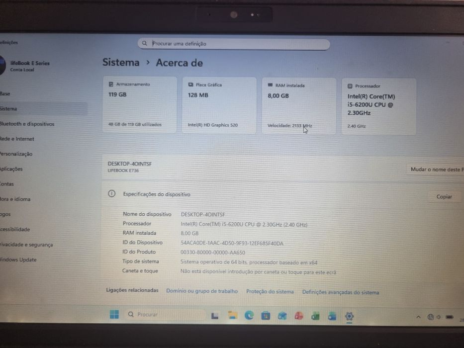 Fujitsu Lifebook E736 i5 de 6th geração