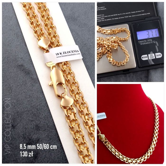 WZORY Pozłacany Łańcuszek męski pancerka Krzyż Gwarancja