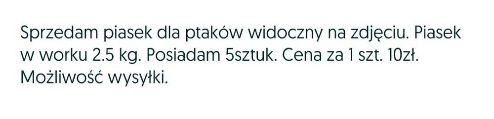 Piasek dla ptaków