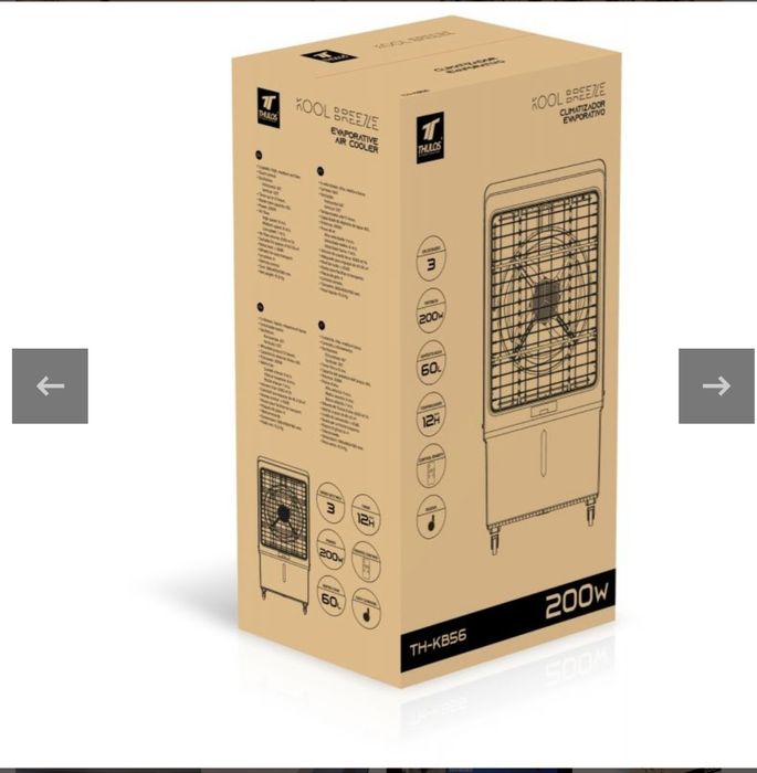 VENTILADOR DE AR ​​c/humidificador  e comando 200W 60 LITROS