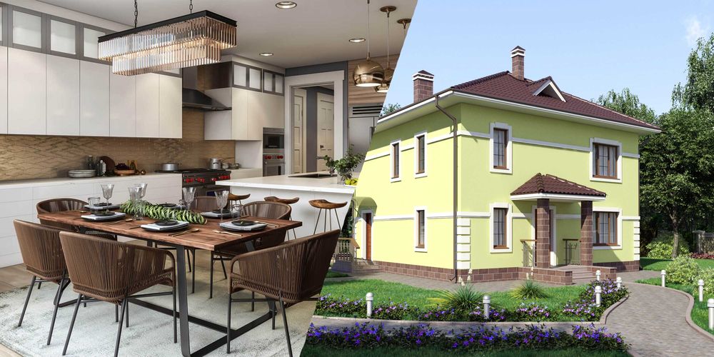 3d визуализация дома, участка, дизайн фасада, 3d планировка