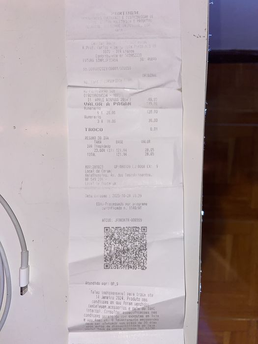 Airpods com menos de 1 ano de utilizaçao