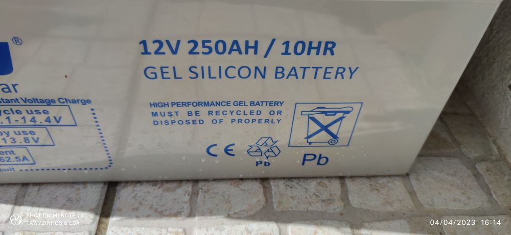 Bateria de Gel 250 Ah pC10 /Equivale a 300 Ah em C100