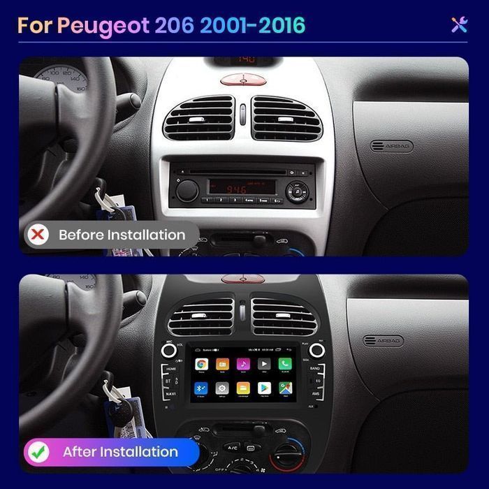 Peugeot 206 206CC 206SW – Radio Android 7" CarPlay