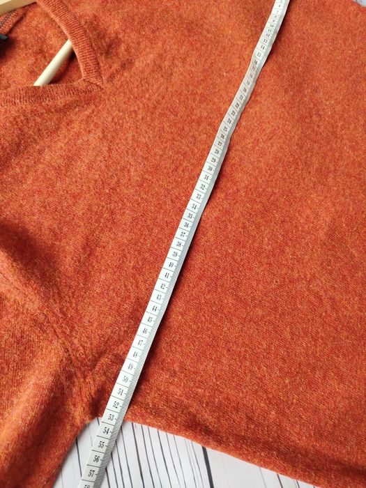 Wełniany sweter M męski pomarańczowy dyniowy