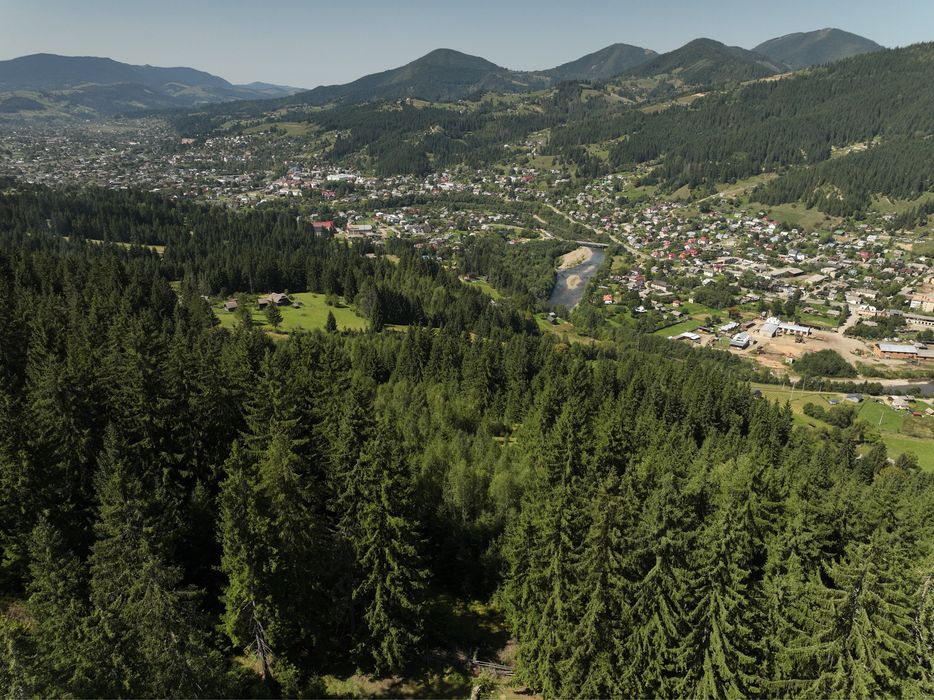 Земельна ділянка в горах Карпатах, Верховина, під забудову, в лісі