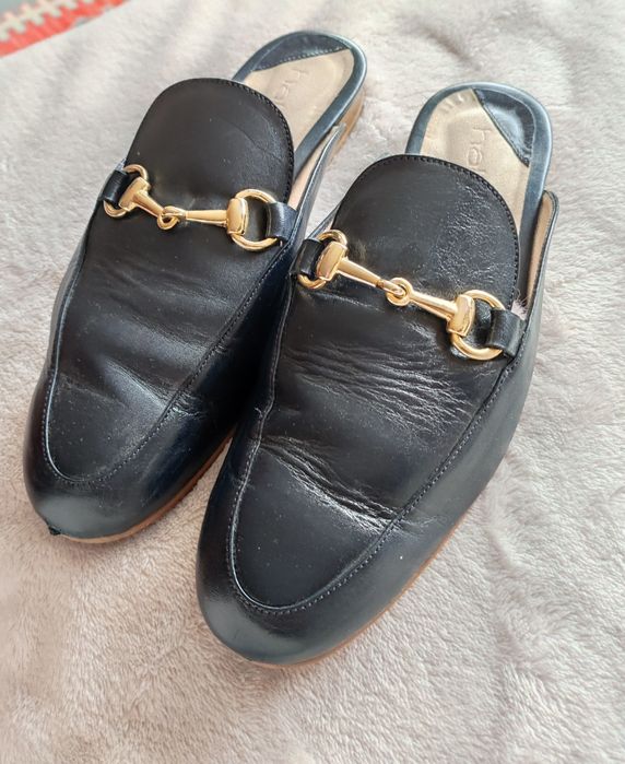 Mules em pele verdadeira, Azuis marinho, Haity